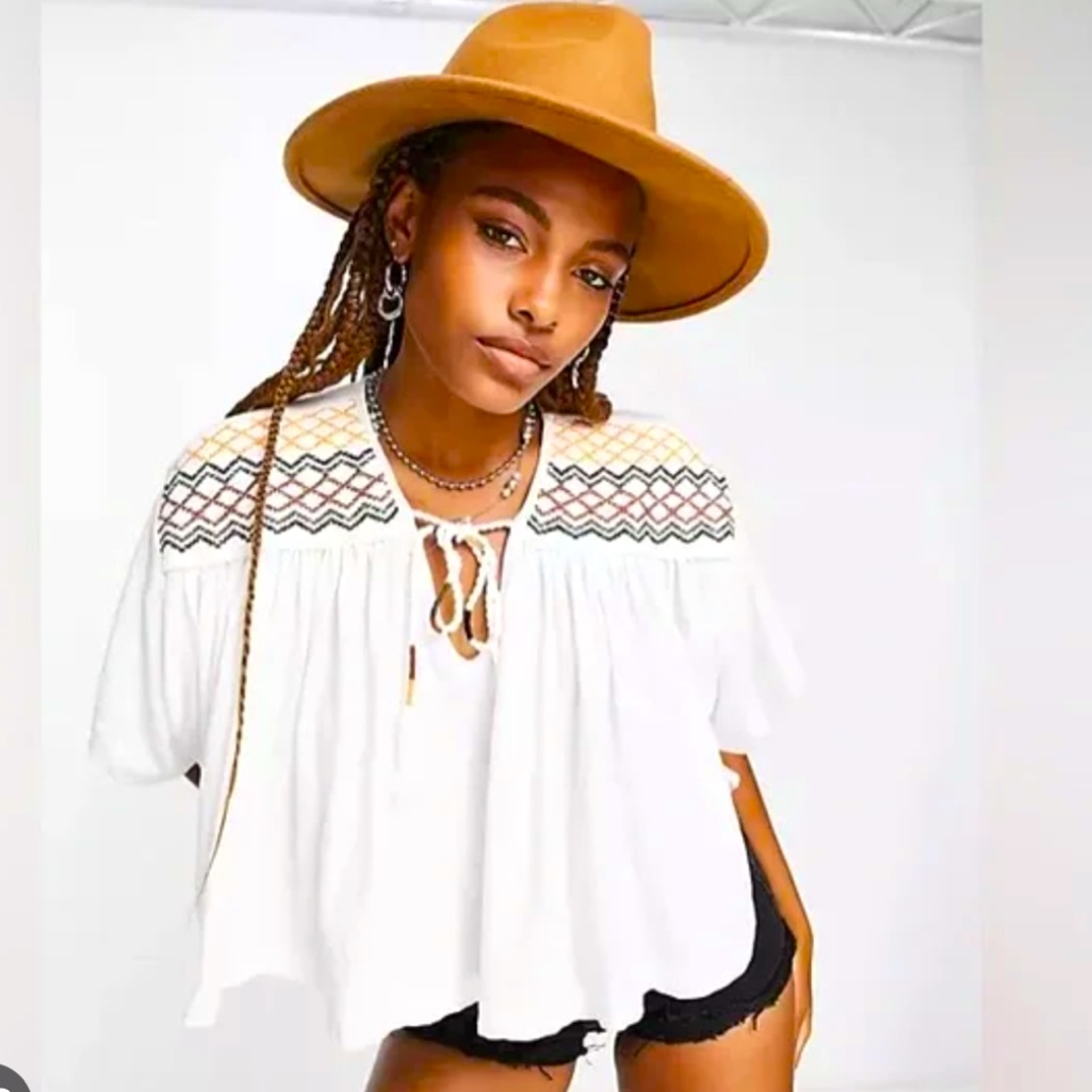 Free People Embroidered Market Tee